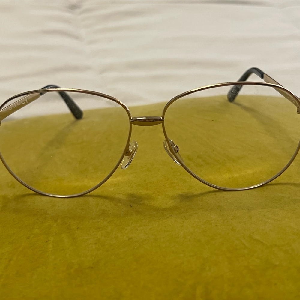 Gucci Gold and Green Metal Frame Glasses